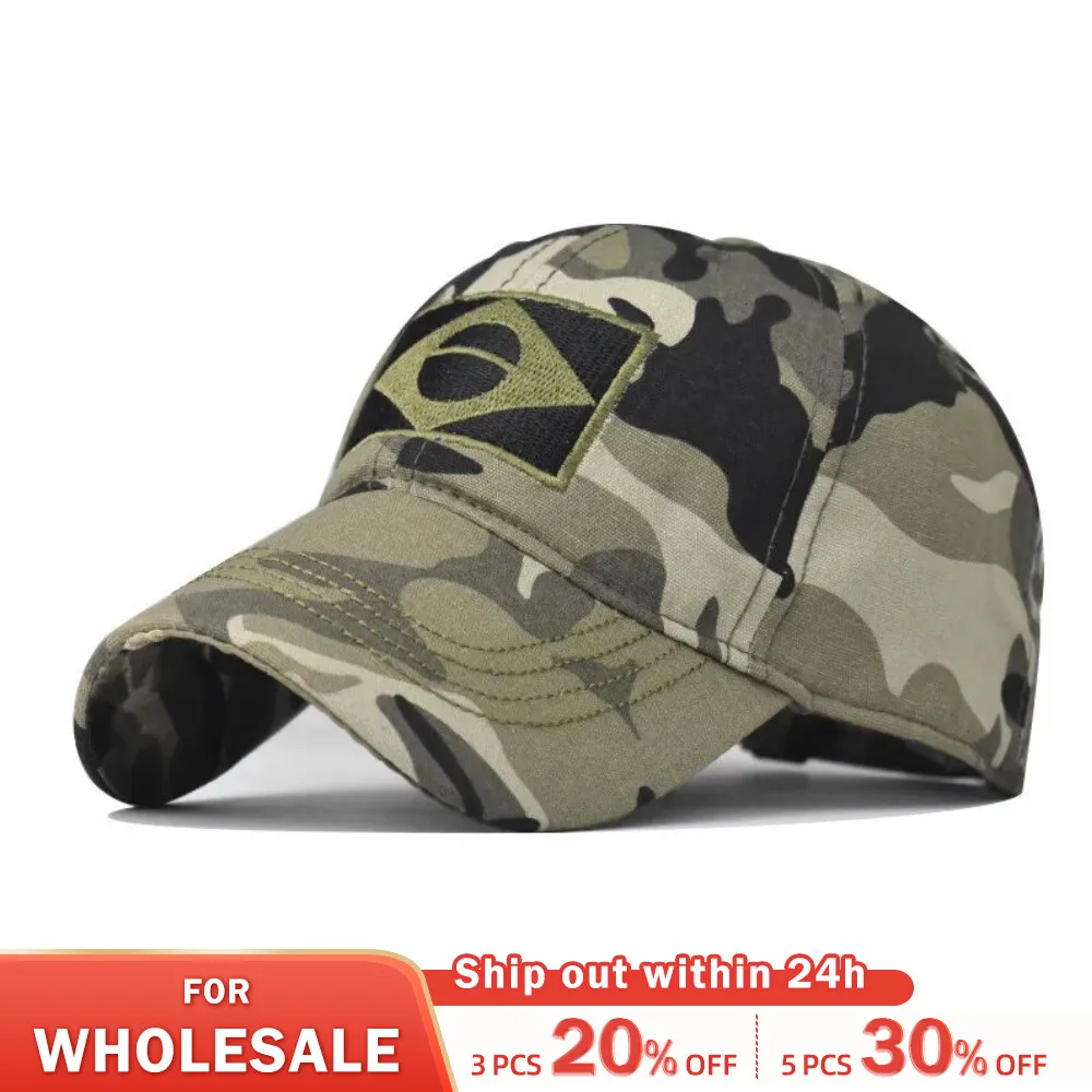 Casquette baseball camouflage armée hommes brodée drapeau Brésil sport extérieur chasse
