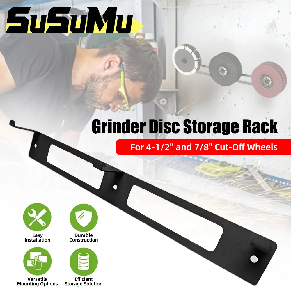 Metal Grinder Disc Storage Rack Wall-Mounted Organizer for 4-1/2" and 7/8" Cut-Off Wheels for Workshop, Shed, Garage, and Home