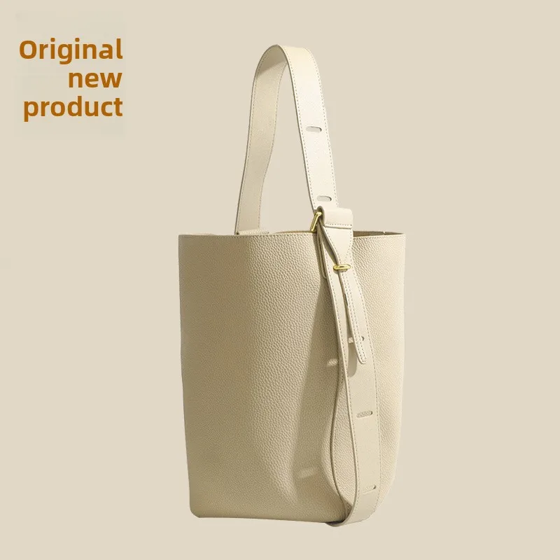 Designer leather women's crossbody carrying bucket bag made of cowhide, high-quality single shoulder, large capacity large bag