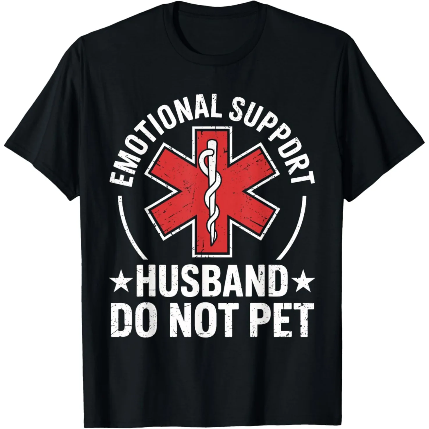 Emotional Support Husband Do Not Pet Lustiges Papa-Vater-T-Shirt, Humor-Streetwear-T-Shirt, kurzärmelig, Unisex, lockere Kleidung