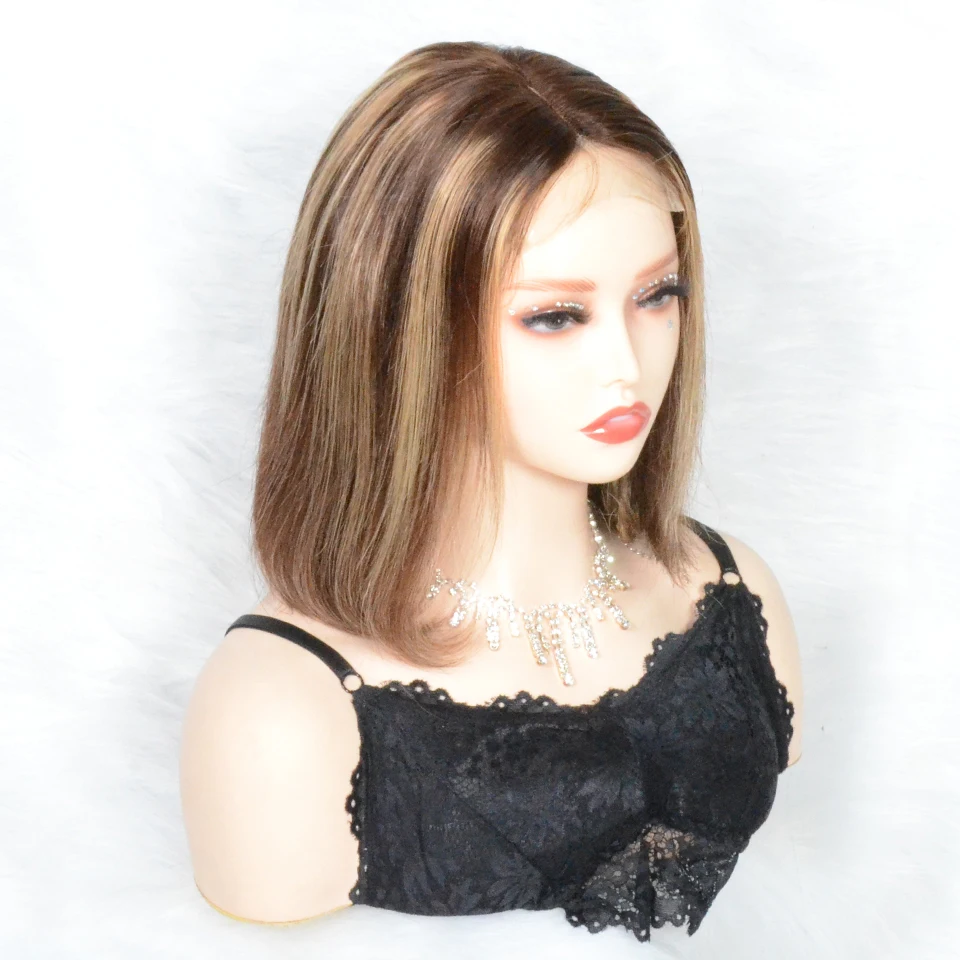 Highlight Wig Human Hair Bob Wig Straight 13x4 Lace Frontal Human Hair Wigs Brazilian Short Bob Lace Front Wigs 150% Remy Hair