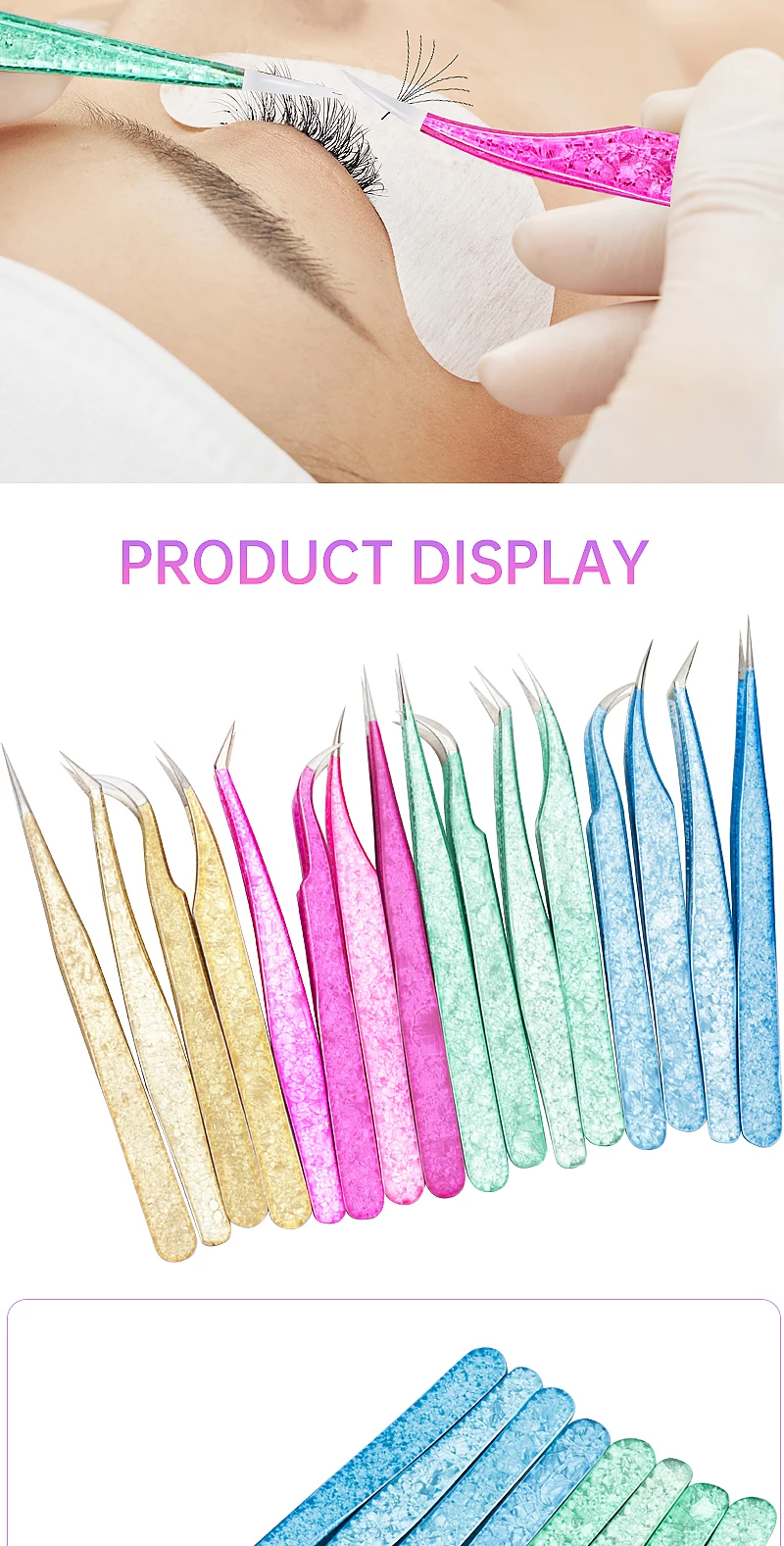 Wimpern Pinzette Eis Blume Anti-statische Edelstahl Augenbraue Pinzette Pfropfen 3D Künstlerische Wimpern Verlängerung Liefert Make-Up-Tool – Detail 9