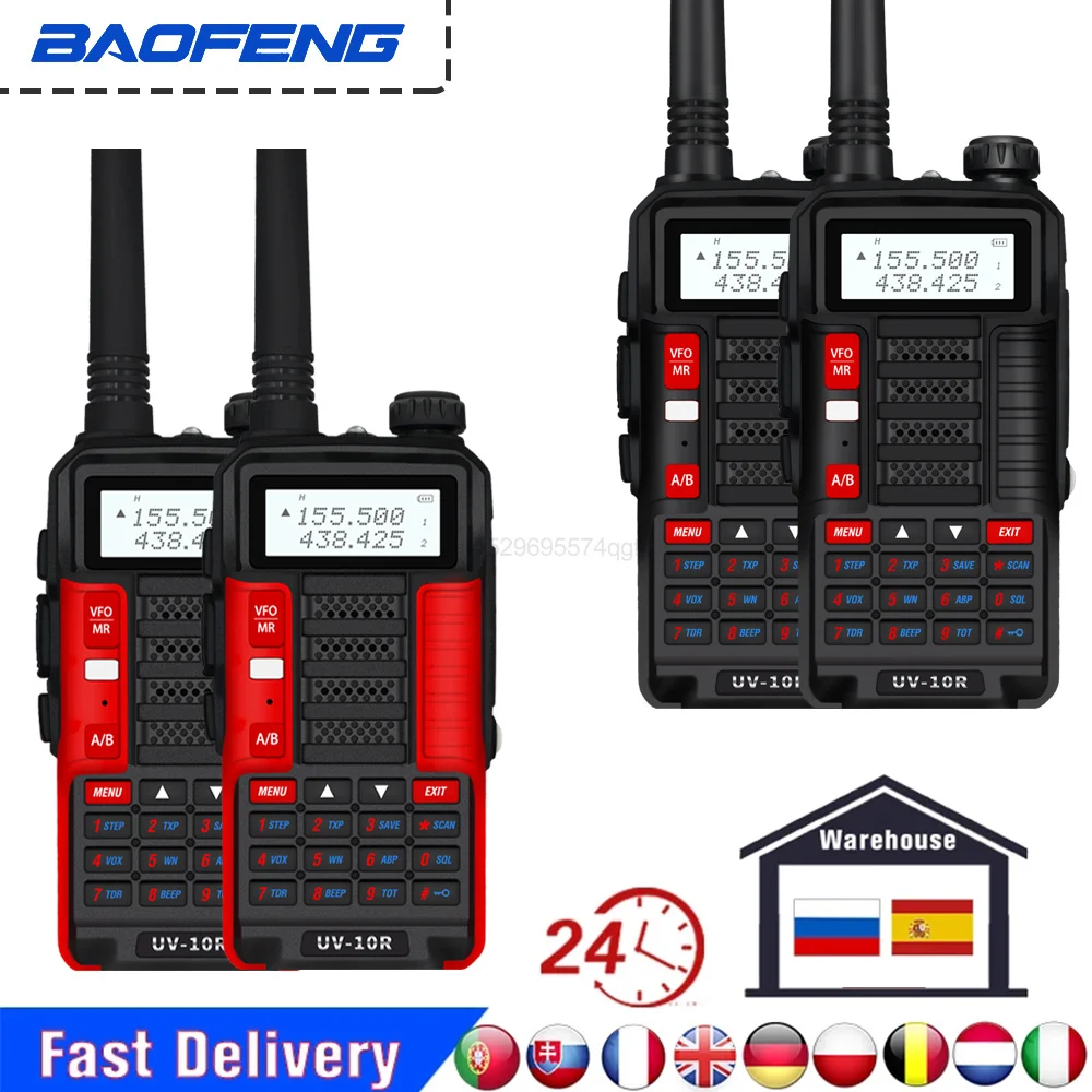

10W BaoFeng Walkie Talkie Set UV-10R High Power Portable Long Range Walkie-Talkie VHF UHF Dual Band Two Way CB Radio Transceiver