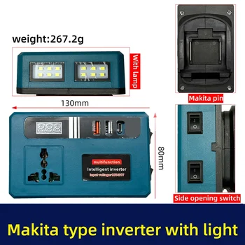 18/21V แบตเตอรี่ Converter,21V ถึง 110V, 127V ถึง 220V, แบตเตอรี่ลิเธียมไอออนอินเวอร์เตอร์อินเวอร์เตอร์อะแดปเตอร์พอร์ต USB เครื่องมือ 1