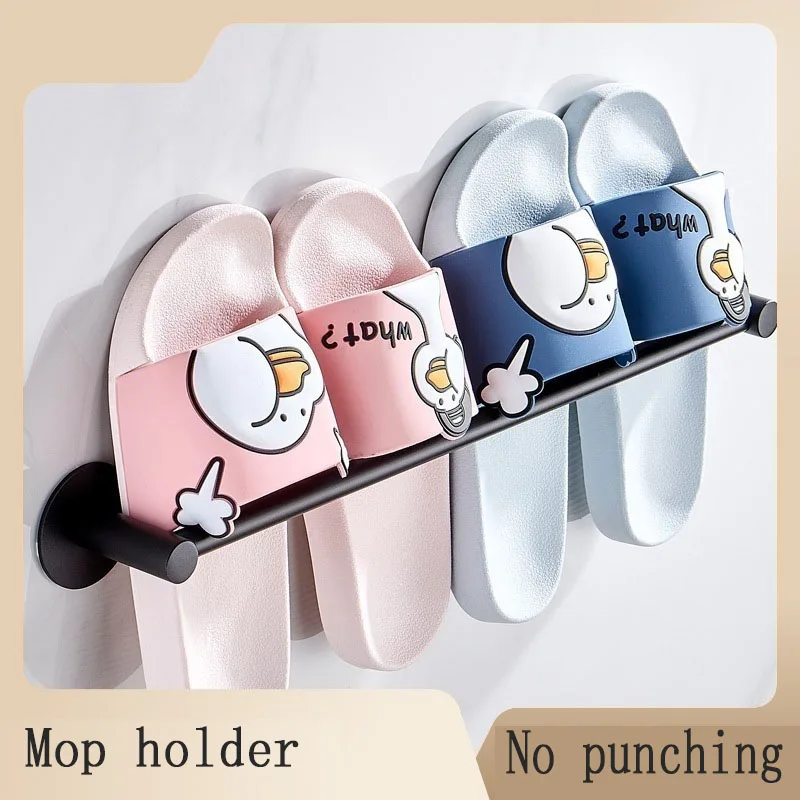 

Perforated Slipper Sorting Rack Wall Mounted Drainage Space Aluminum Multifunctional Storage Rack Behind The Bathroom Door