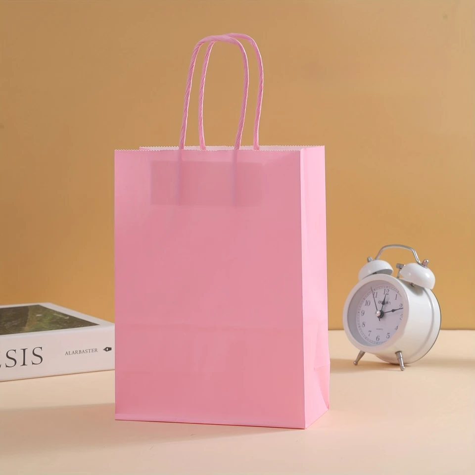 Bolsas De Regalo De Papel Kraft Con Lunares – Con Asas Retorcidas Para Fiestas Y Cumpleaños