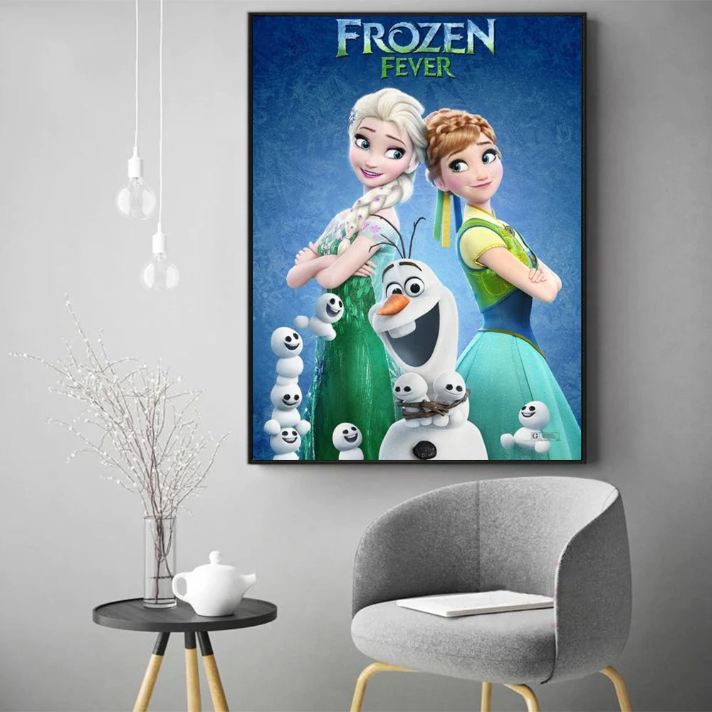 Disney-Ensemble de peinture par numéros princesse Elsa, dessin par numéros,  Frozen avec cadre, portrait coloré, toile peinte à la main