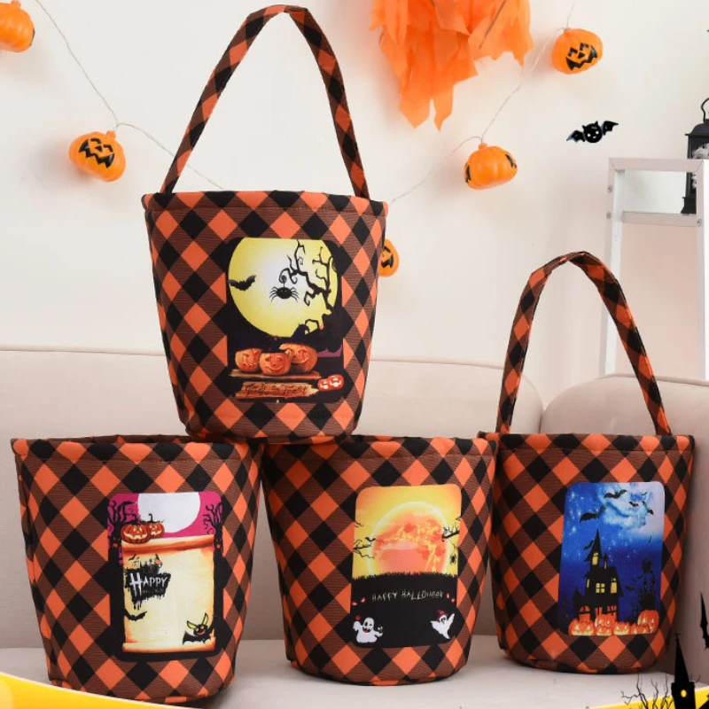 

2022 New Halloween Candy Bucket Pumpkin Bucket Portable Basket Kids Favor Trick Or Treat Bucket Party Atmosphere Decoration