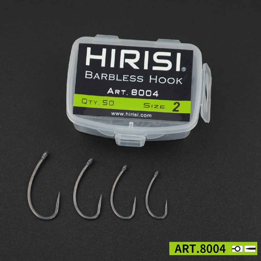 

50pcs/Box High Carbon Steel Curved Shank Carp Fishing Hooks Barbless Fishhooks Without Barbs 2# 4# 6# 8# 10# With Long Shank