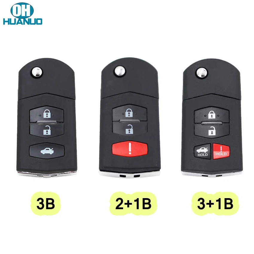 Key Case Car Remote Key Car Key Car Key Shell Key Shell 3/4 Buttons Flip Remote Key Fob Shell Case Fob 4 Button for Mazda 3 5 6 RX-8 CX-7 CX-9 RX-8 With Uncut HU133 blade