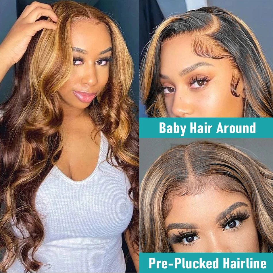 Highlight Wig Human Hair 13x4 Honey Blonde Body Wave Lace Front Wig Brazilian 13x6 Full Hd Lace Frontal Glueless Wigs For Women 3