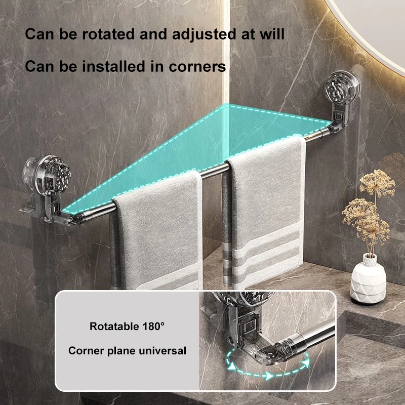 50-100CM Suction Cup Wall Towel Rack No Drilling Single Rod Retractable Towel Rack self-adhesive Storage Kitchen Bathroom towel rack