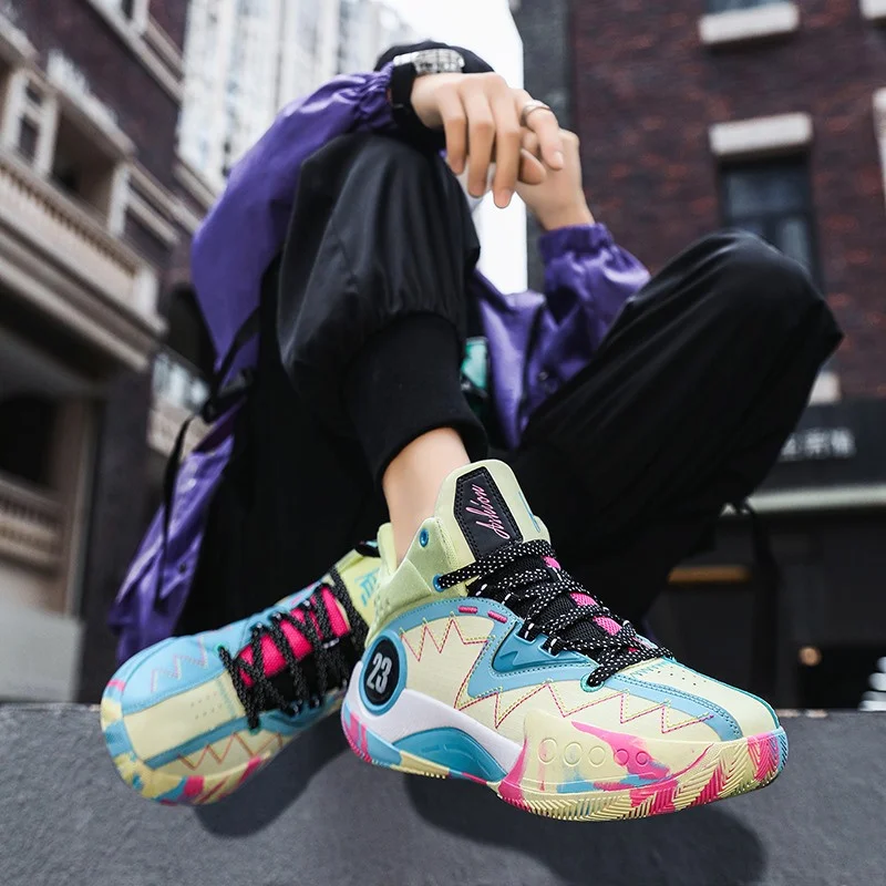 High Quality Cushioning Profession Basketball Sneakers Men Fashion Unisex Basketball Shoes Men High Top Mens Athletics Sneakers