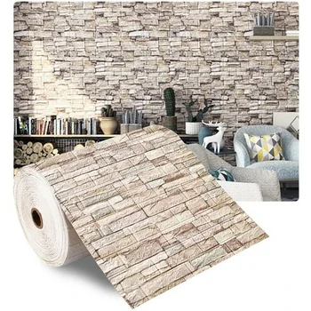 Autocollant Mural 3D en Brique de 70cm x 1m, Papier Peint Auto-Adhésif Imperméable pour Décoration de Maison, Salon et Chambre à Coucher 1