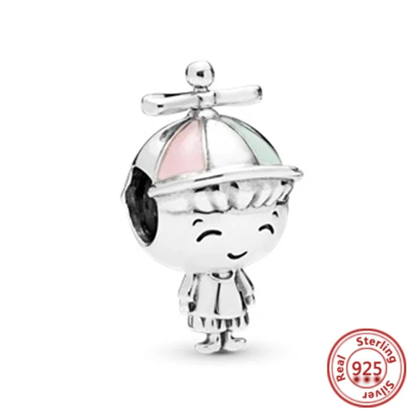 Pendentif fleur pomme en argent regardé 925 pour femme, perles de famille, convient au bracelet à breloques Pandora original, bijoux à bricoler soi-même, cadeau, nouveau, 925