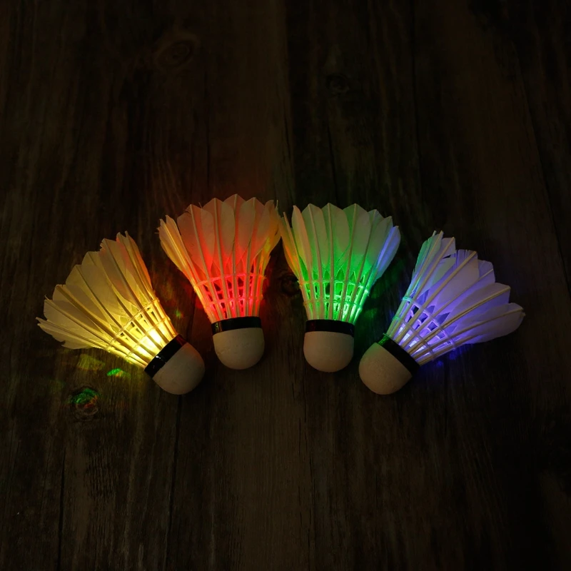 

4pcs Dark Night Colorful LED Badminton Shuttlecock Birdies Lighting Feather