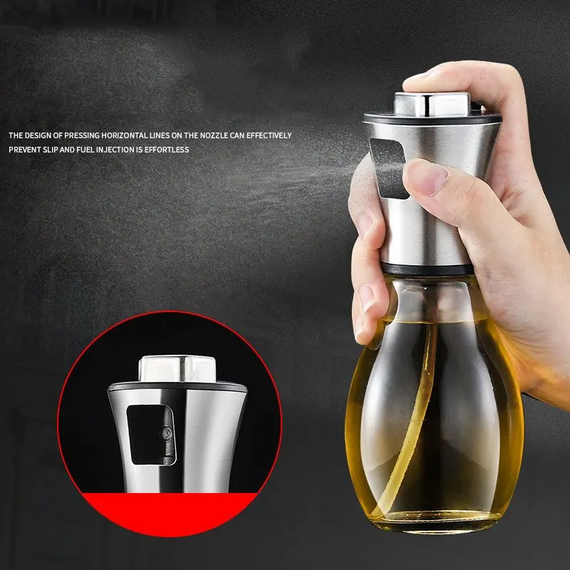 200ML Stainless Steel Oil Spray Bottle Perfect for Kitchen Cooking & Air Fryer Bottle Glass Stainless Steel Oil Sprayer 2