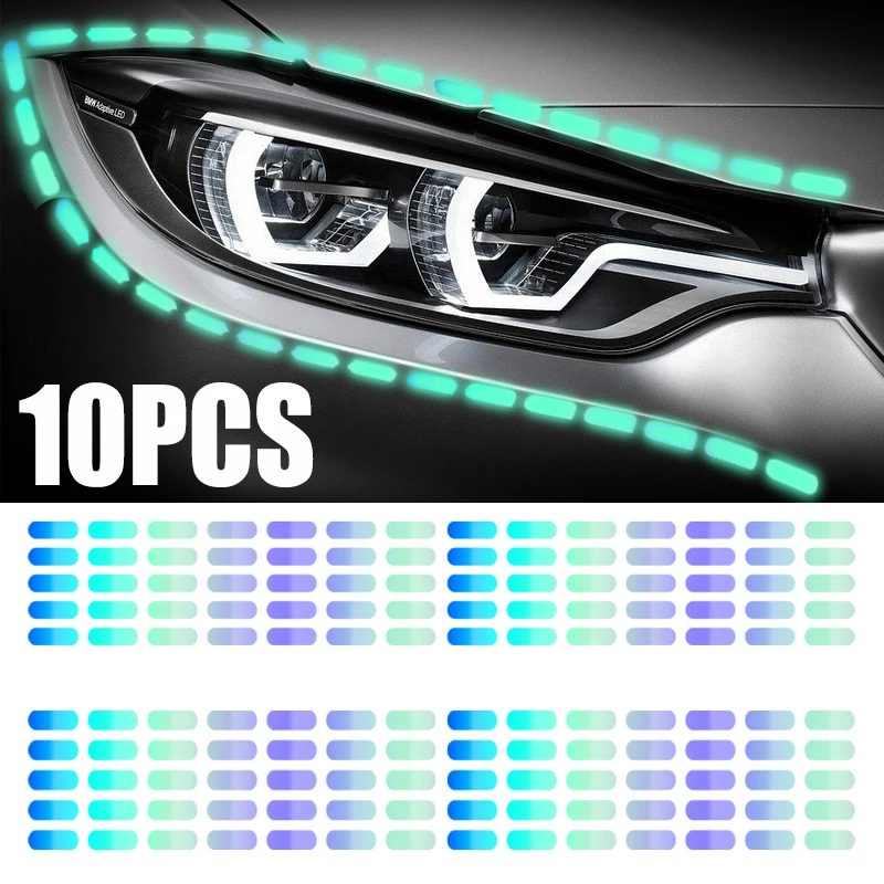 5pcs Creative Auto Moto Dotted Line Night Safety Sticker Strips Decal Tape  Decoration Stickers Reflective Car Stickers