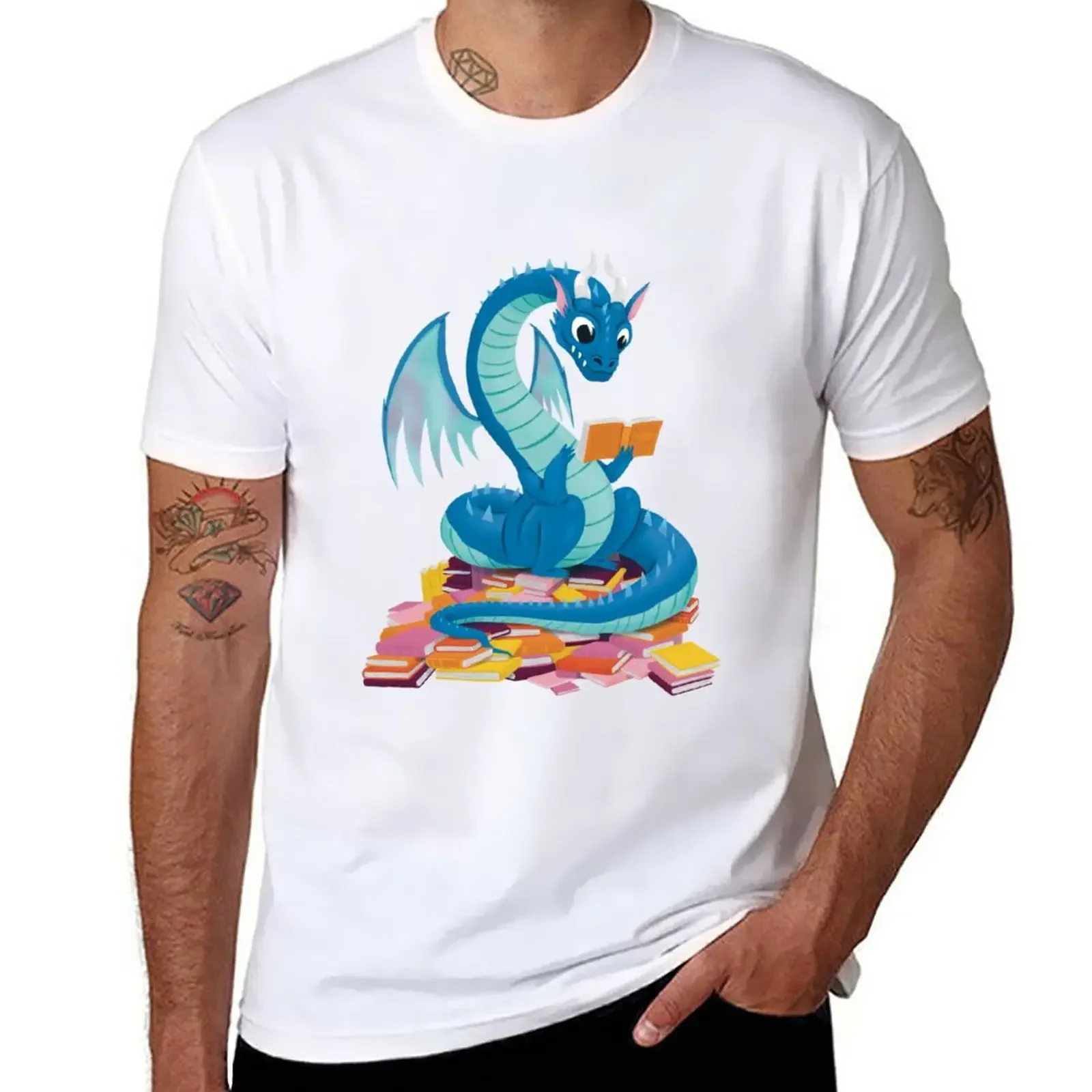 

Dragon Library T-Shirt Aesthetic clothing Blouse summer tops Short sleeve tee t shirt men