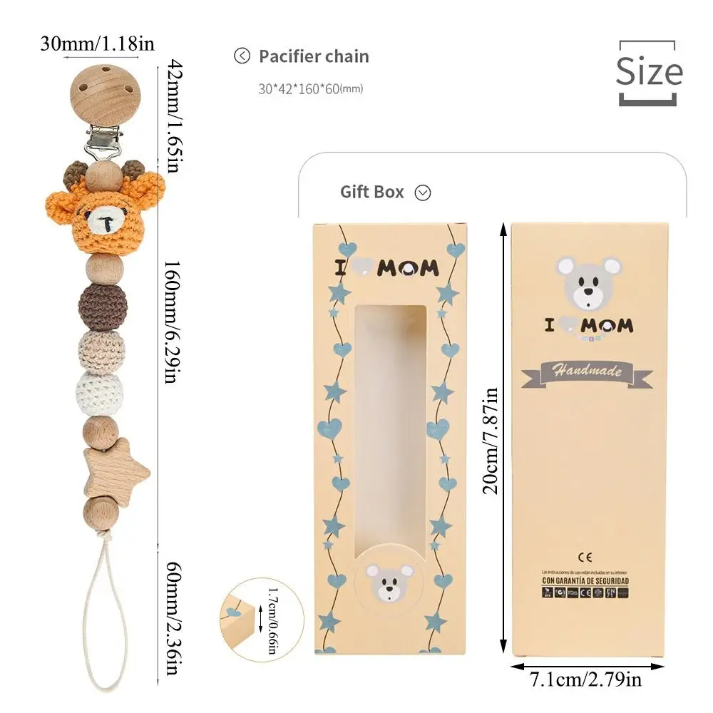 Beech Wood Pacifier Clip with Storage Bag for Baby