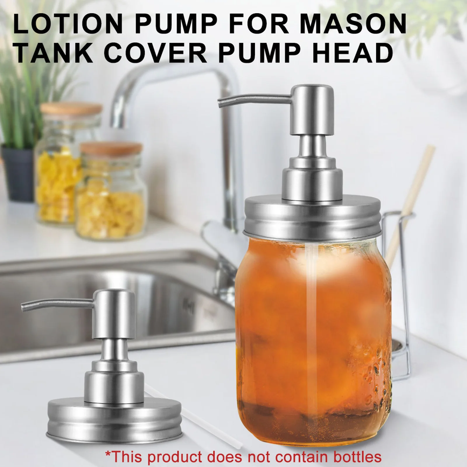4/8Pcs Mason Jar Soap Dispenser Pump Lids Hand Liquid Soap Pump Dispenser Stainless Steel Lotion Soap Dispensers Lid for Kitchen
