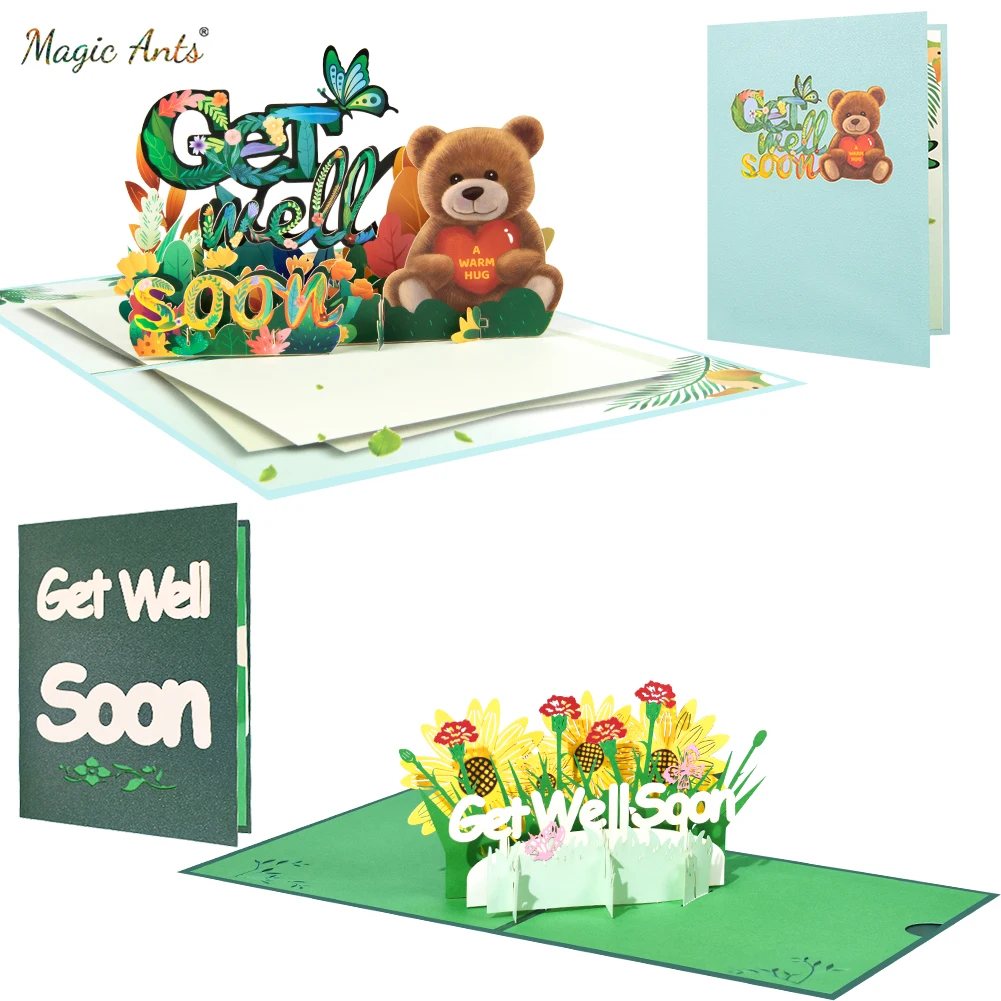 3D Get Well Soon Pop-up Card Sympathy Greeting Card greeting cards