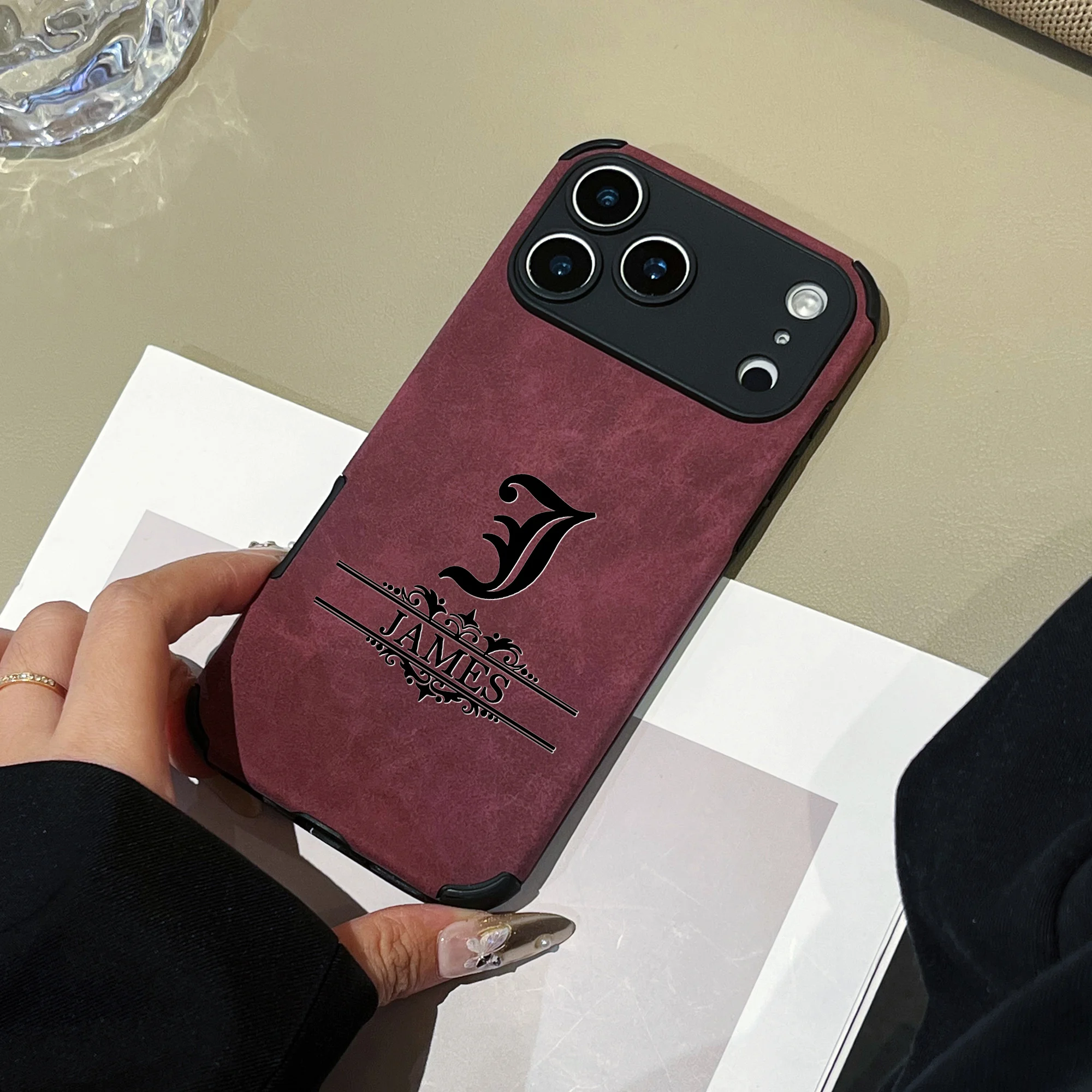 Custom Letters DIY Name Gothic Pattern Artificial Leather Phone Case thumbnail 4