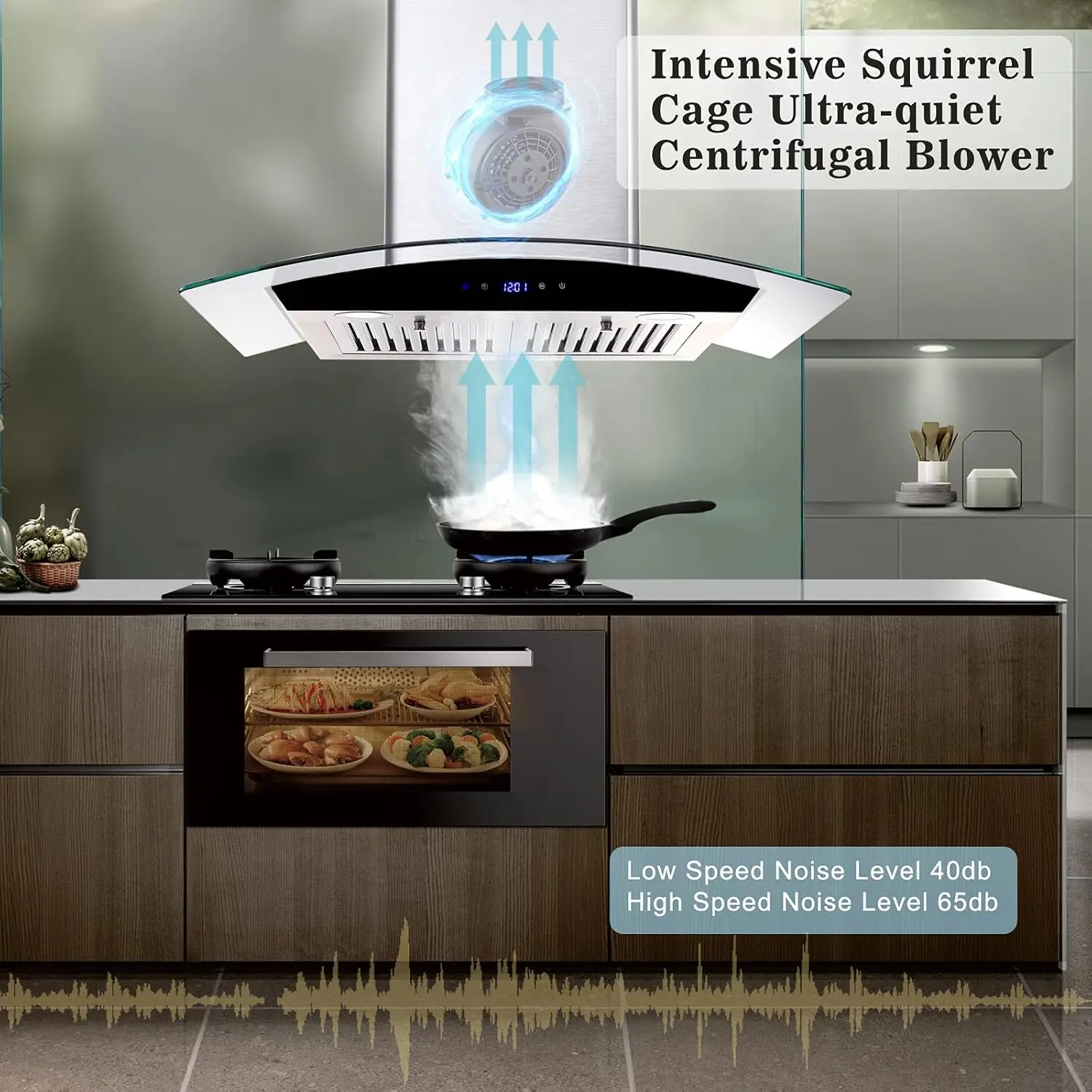 30 Inch,  Wall Mount Kitchen Hood with Ductless Convertible Duct, Stainless Steel Chimney and Baffle Fil 4