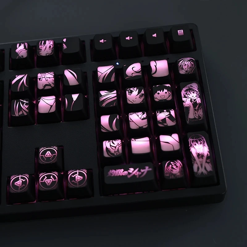 Conjunto Shakugan Não Shana Anime Backlit Keycaps Revestimento para Logitech G610 G512 Razer Blackwidow Huntsman Corsair K70 Tampas Chaves 1 - Imagem 6