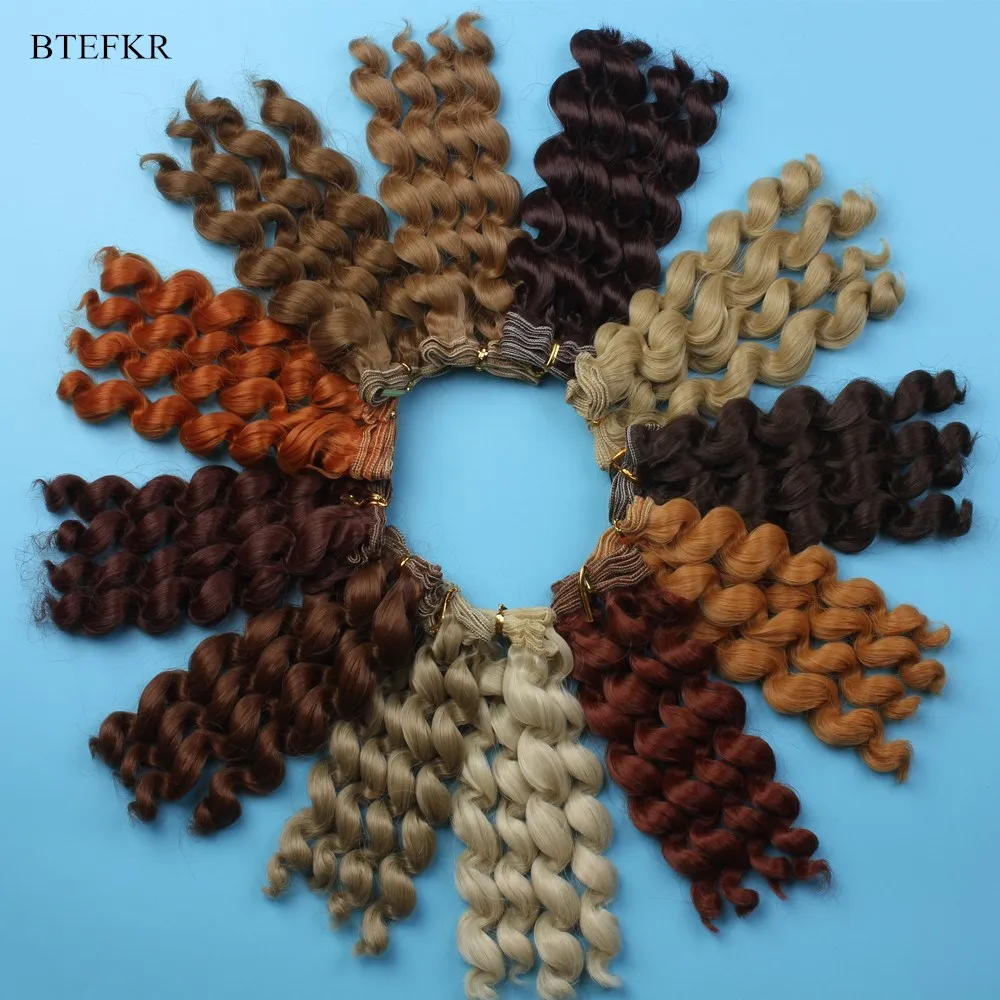 

2 PCS BJD Wig Accessories for Dolls Hair Doll Hair for 1/3 1/4 1/6 High Temperature Curly Doll Wig BJD Hair 15*100cm