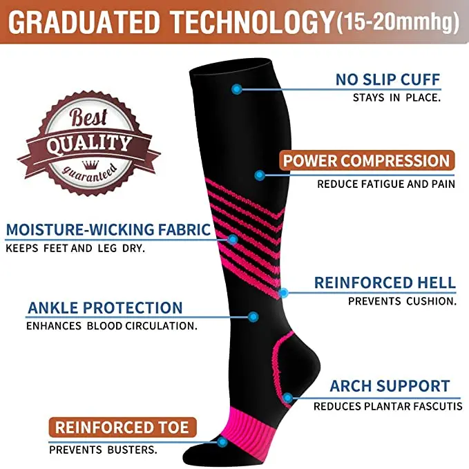 Männer Laufen Kompression Socken Strümpfe 20-30mmhg Sportsocken für Marathon Radfahren Fußball Atmungsaktive Erwachsene Sportsocken YS023 – Detail 5