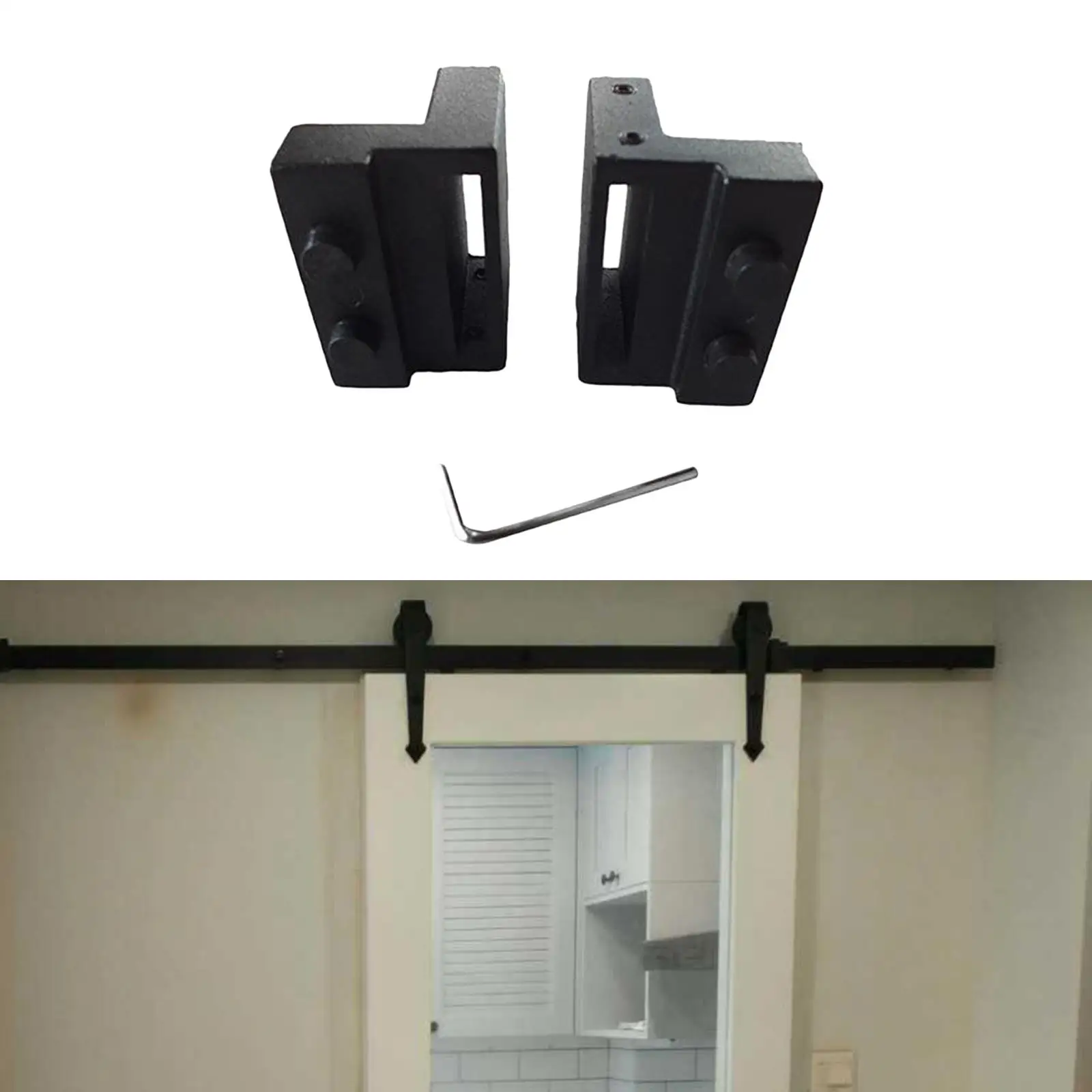 2pcs Black Zinc Alloy Sliding Barn Door Stopper Home Sliding Barn, Rustproof and Durable
