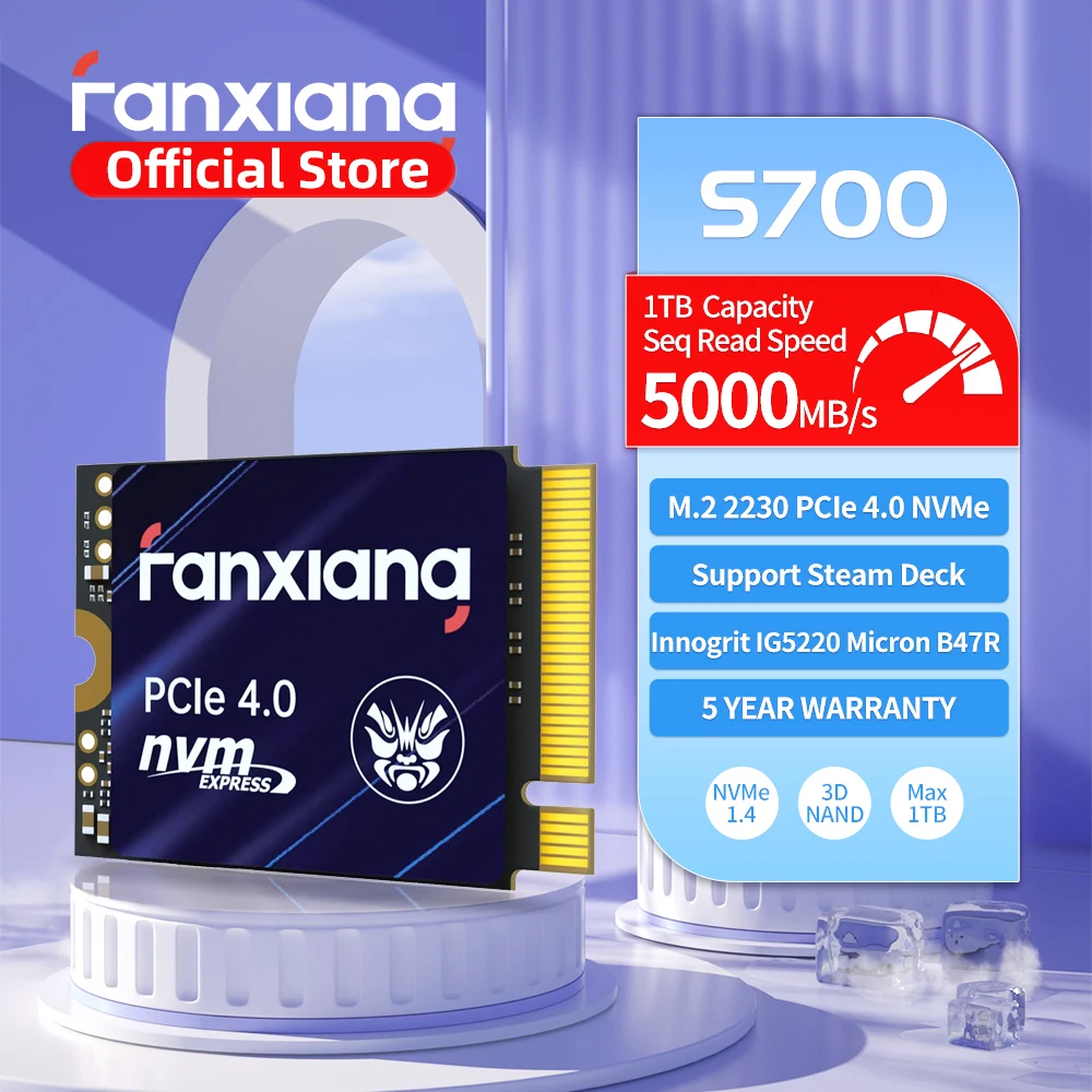 Fanxiang-unidade Interna de Estado Sólido Disco Rígido Plataforma Steam Surface Pro S700 M.2 2230 Ssd 5000 Mbps 500gb 1tb Pcie4.0 x Nvme