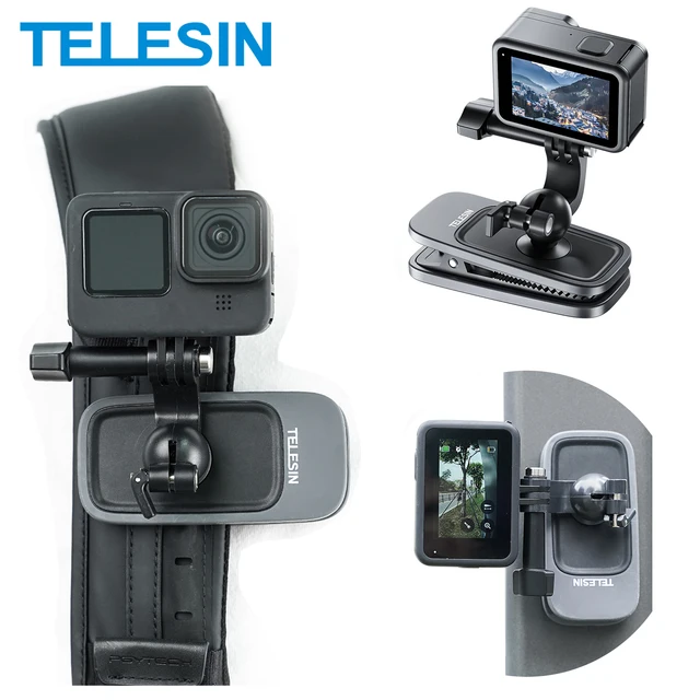 TELESIN 360° Rotation Magnetic Backpack Clip Clamp Mount for GoPro Hero 13 12 11 10 9 8 7 Insta360 DJI Action Camera Accessories