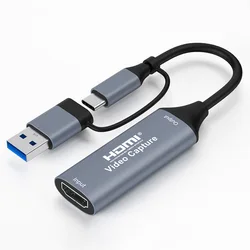 Ultra HD 2 - in - 1 USB/Type - C Video Capture Card with HDMI 1080P Game Live Recording Capability (Blue)