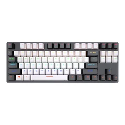 RGB Backlit Ergonomic Mechanical Gaming Keyboard - USB Wired Mini Keypad (Black White)