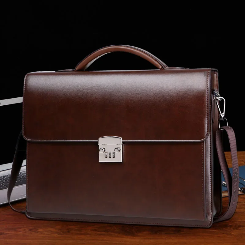 

Bag Lock Male Leather Handbags Luxury Business Maleta Messenger Laptop Men Briefcase Package Shoulder Password Diagonal New