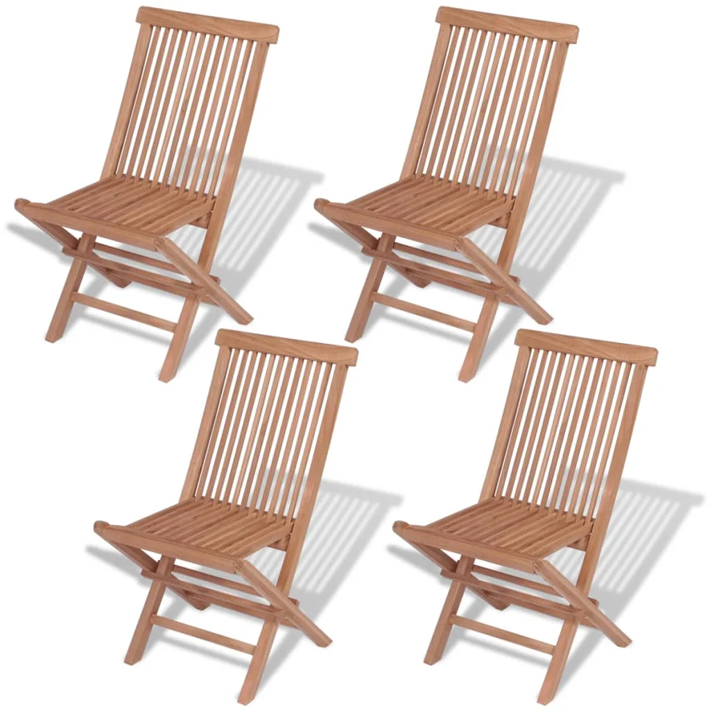 Patio Outdoor Folding Garden Chairs Deck Outside Furniture Set Balcony Lounge Chair Decor 4 pcs Solid Teak Wood