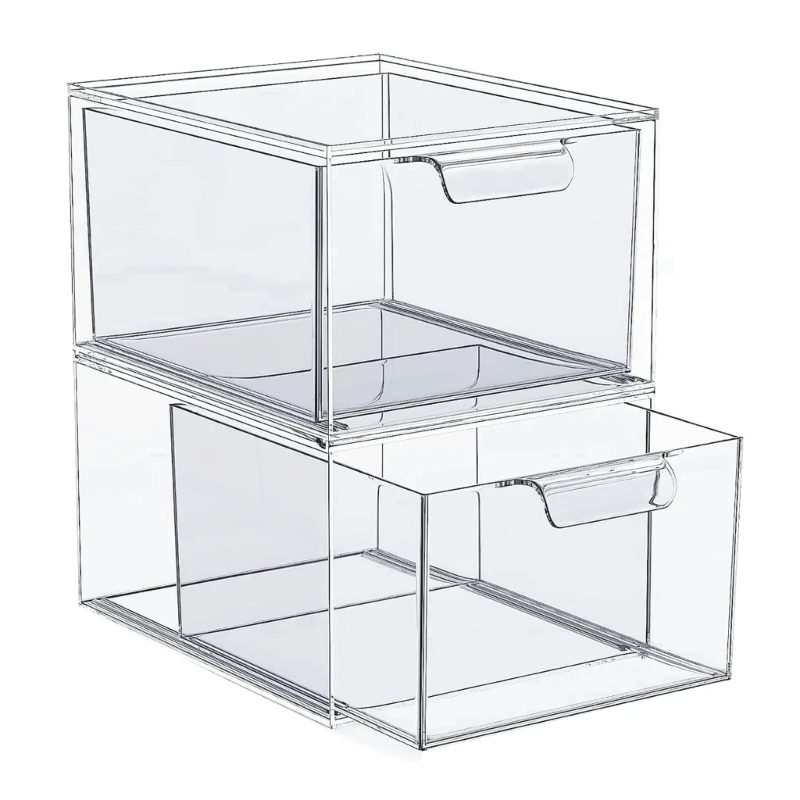 

Transparent Acrylic Makeup Stackable Stationery Desk Drawer Storage Box for Washbasin Bathroom Storage Holder