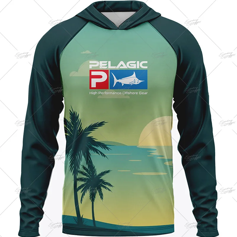 Men’s fishing T-shirt Outdoor sunscreenl Pelagic Gear quick-drying sweat-wicking eisure fishing shirt fishing jersey