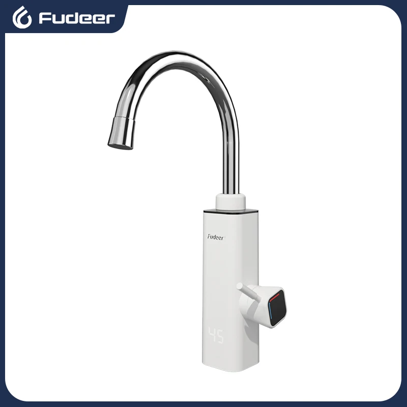 Fudeer Electric Water Heater 220V Flowing Heater Kitchen Faucet 2 in 1 Tap Tankless Water Heating Mixer Electric Geyser