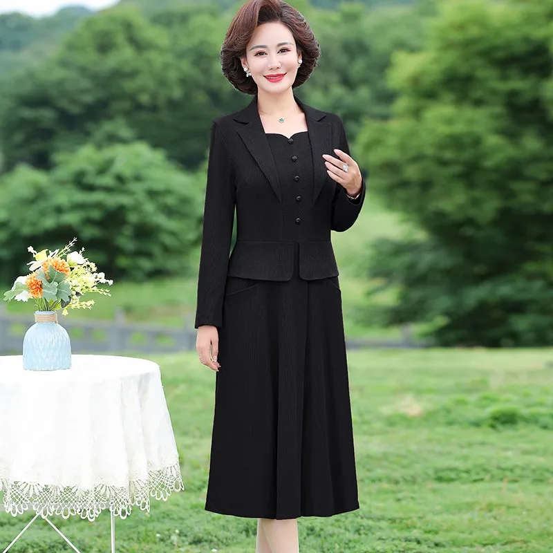 Elegant Women Autumn Dress Femme Fashion Solid Suit Collar Office