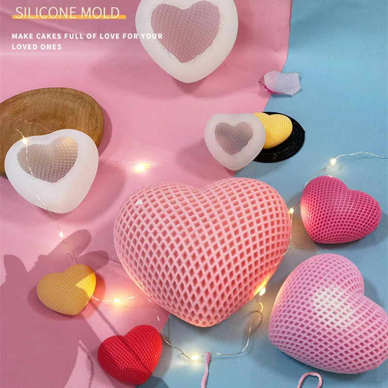 

Woven Heart Silicone Mold 3D Love Heart DIY Mousse Cake Chocolate Fondant Candle Handmade Mold Valentine Decoration Baking Tools