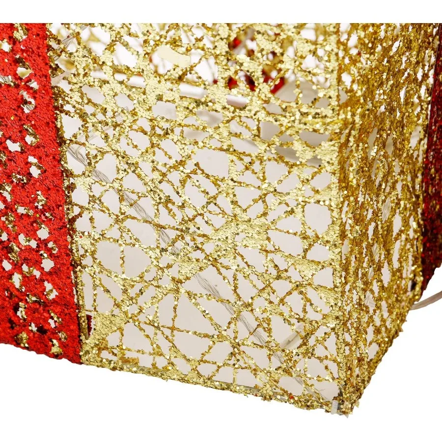 10inch to 8inch to 6inch Set of 3 Christmas Lighted Gift Boxes with Plug for Holiday Decorations Ideal for Christmas Weddings Y