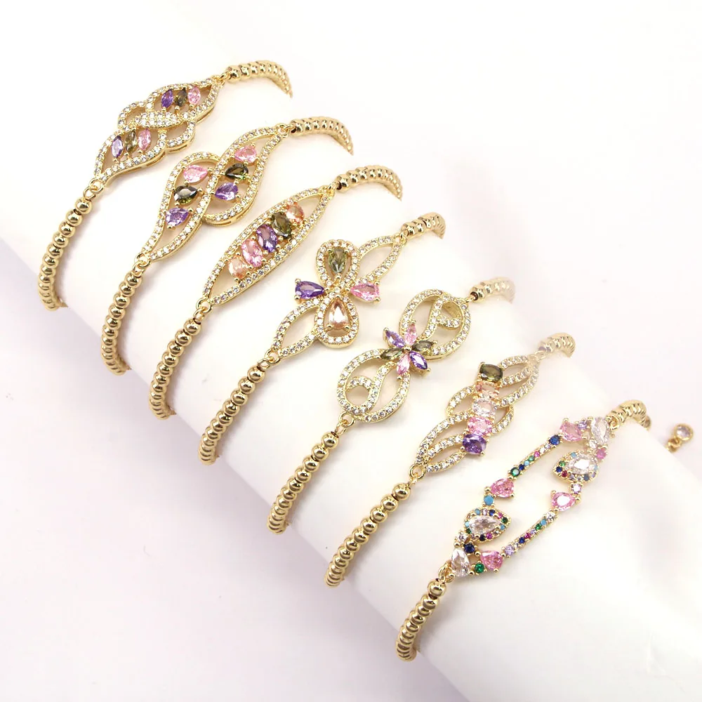 

5PCS, Colorful Butterfly Bracelet Gold CZ Pave Bow Elegant Exquisite Chain Bracelet Luxury Jewelry Gift for Women Zircon Stone
