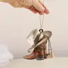 Sturdy Hanging Ornament Ornamental Acrylic Auto Rearview Mirror Cowboy Flat Car Pendant for Home 5