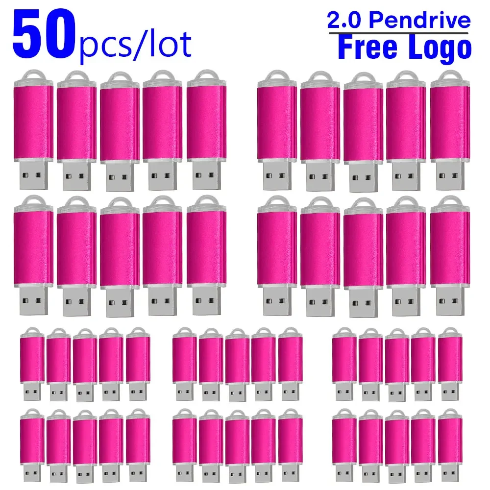 

50pcs/lot Free Custom Logo Metal Pendrive 2gb 1gb Business Gifts USB 2.0 Flash Drive 128mb 512mb 4gb Memory Stick Publicity