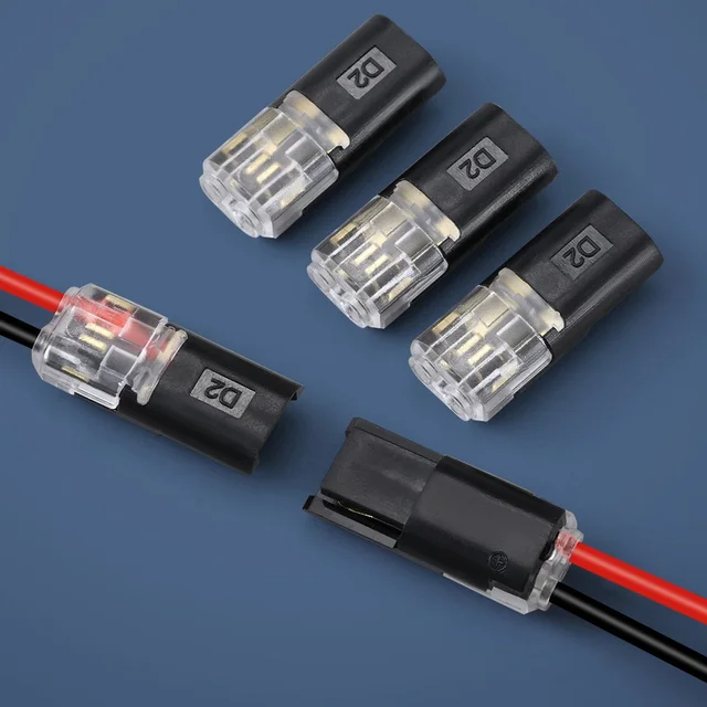 ขั้วต่อสายไฟแบบกันน้ำ 2 ขา 100/200 ชิ้น สำหรับรถยนต์ สายไฟ ขั้วต่อสายไฟฟ้าแบบแถบ 1