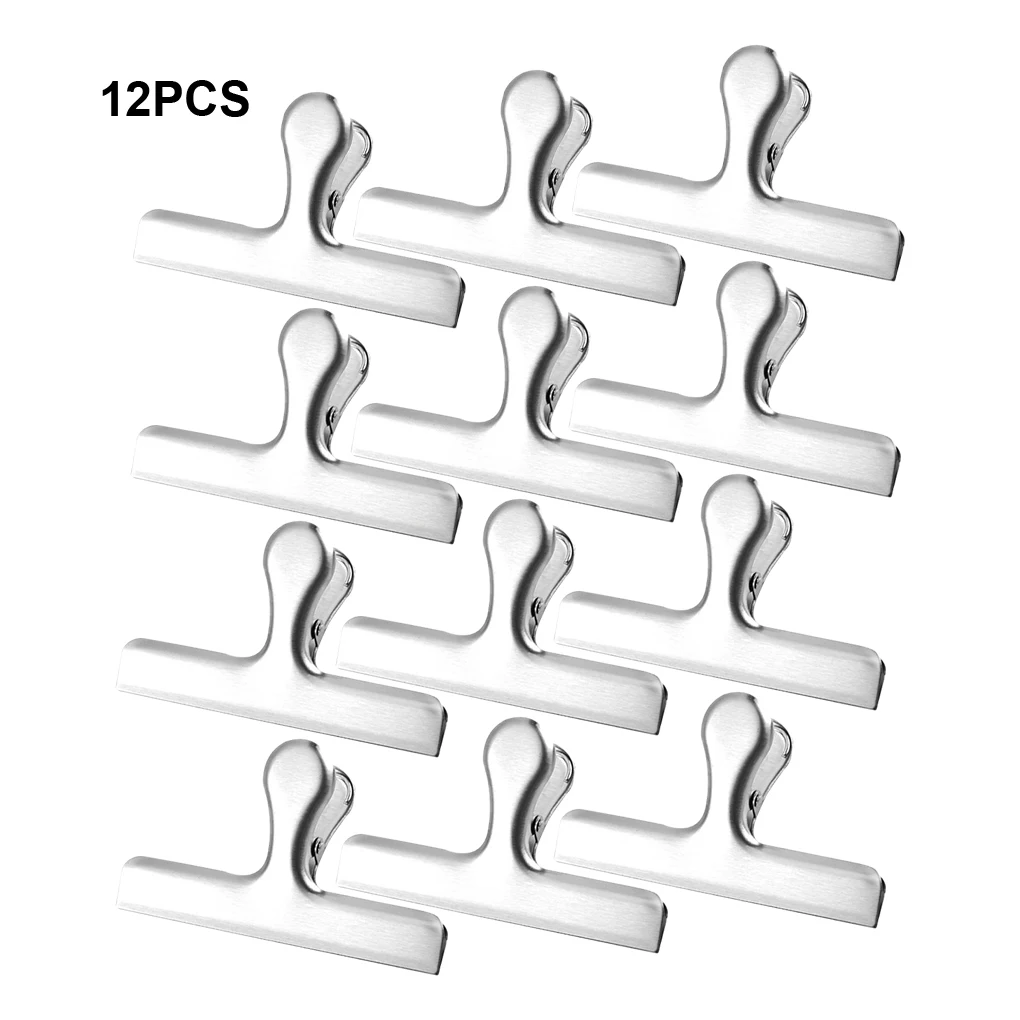 12x Afdichting Clip Set Voedsel Vers Met Stevige Metalen Clips Stevige En Duurzame RVS Tas Clips