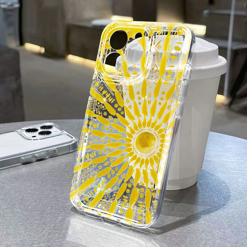 Yellow Sun Clear Shockproof TPU Phone Case Cover